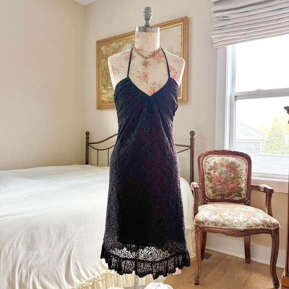 Betsey Johnson Dresses & Skirts - Betsey Johnson black lace halter dress‎ size 2